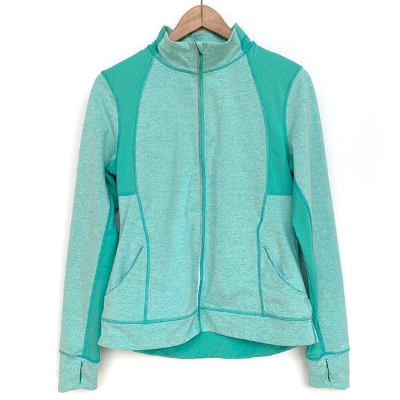 Lucy Tops - Lucy Aqua Green Heathered Full Zip Training Jacket M